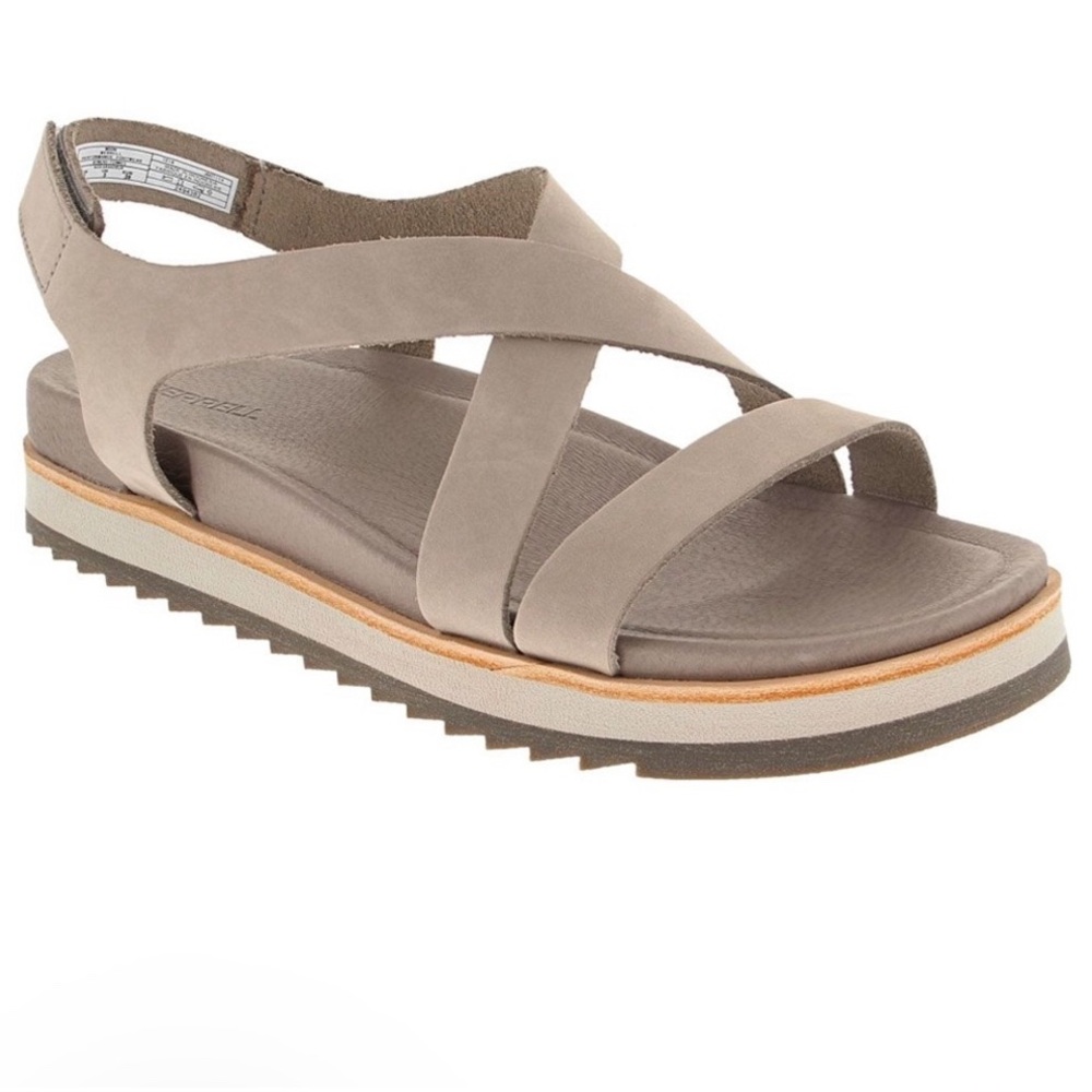 Merrell Juno Backstrap Leather Cross Strap Sandals Moon Taupe Size 8